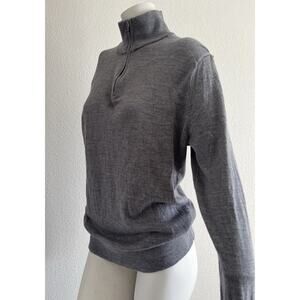 J.Crew Men’s Medium 100% Merino Wool Quarter Zip Sweater Gray CB608